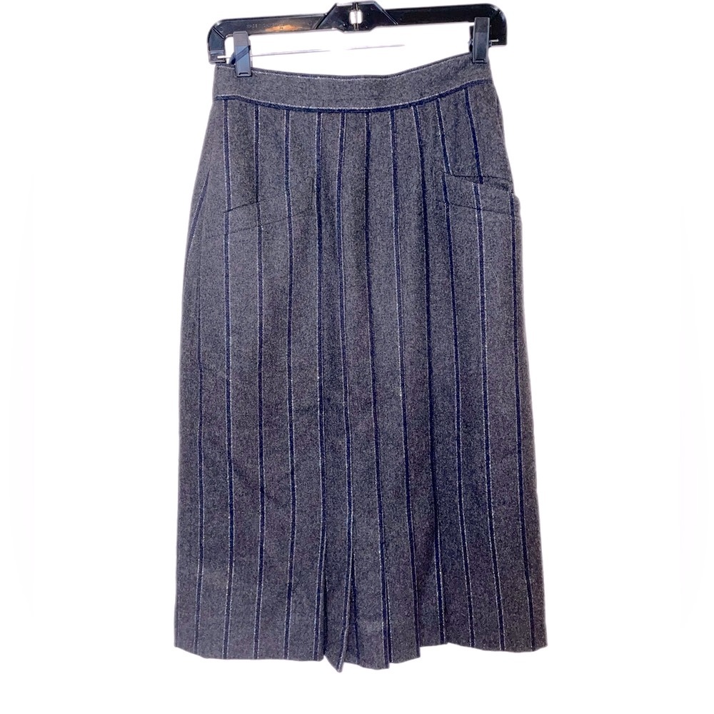Escada Wool Pinstripe pocketed Skirt with metallic accent